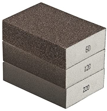 Schleifschwämme Schleifmatten 3 Stück im Set GROB MITTEL FEIN je 1 x Körnung K 60 1 x K 120 1 x K 220 Maße 100 x 70 x 25 mittelfester PU- Schaumkern Schleifpapier Schleifklotz