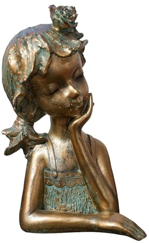 formano Büste Mädchen bronzefarben 30cm elegant Dekofigur Polyresin Patina-Effekt– stilvolle Skulptur im Antik-Look für Wohnzimmer, Regal & Sideboard – detailreich & zeitlos schön