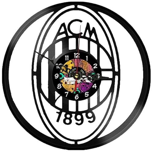Orologio da Parete in Vinile a Tema Rossonero – Design Inciso per Tifosi - Arredo Sportivo per Amanti del Calcio – Decorazione Murale per Casa, Cameretta o Ufficio – Catoju