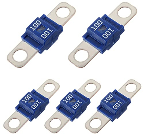 BOJACK AMI/Midi Fuse 100A High Current Bolt-on Fuse 100 Amp for Cars, Trucks, Construction Vehicles, Buses, Caravans (Pack of 5)