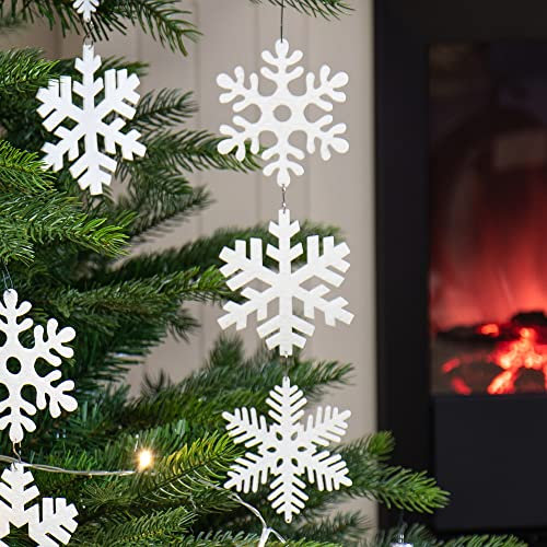 com-four® 16x Tannenbaumschmuck Set - Schneestern-Anhänger - Weihnachtsbaum-Hängedeko zum Dekorieren für den Weihnachtsbaum - Christbaumschmuck Schneeflocke - Eiskristalle (weiß - 16 Stück)