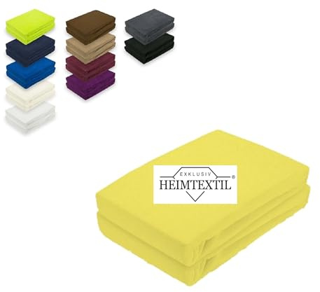 EXKLUSIV HEIMTEXTIL Doppelpack Marke Frottee Spannbettlaken 80% Baumwolle, 20% Polyester Öko - Tex Zertifiziert, Markenqualität, Matratzenhöhe bis 25 cm, Gelb 90 x 200 cm