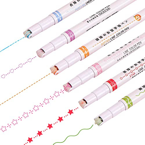 6 StüCk Curve Textmarker Set,Kurven Textmarker,Tip Pens,Curve Highlighter Pen Set,Farblich Fluoreszierender Markierungsstift,Textmarker Set FüR Scrapbook, Journaling, Notizen, Planer, Kalender, BüRo