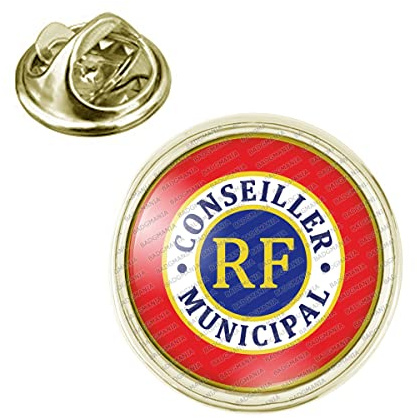 Badgmania | Pin's Doré Cocarde Tricolore Conseiller Municipal RF 20mm – Bleu Blanc Rouge - Pins Bouton Epinglette