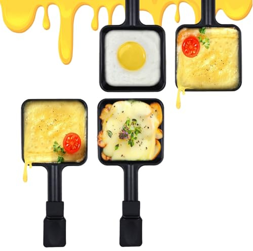 Kosmosta Non-Stick Coated Mini Grill Cheese Pan Melting Accessories for Raclette Dishes, Set of 4, 8.53.8 in