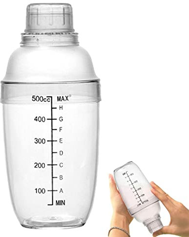 Shaker da caffè – Shaker da cocktail impermeabile con scala e colino, trasparente Shaker Tazza Bottiglie Bar Strumento per cocktail Latte Tè Liquore
