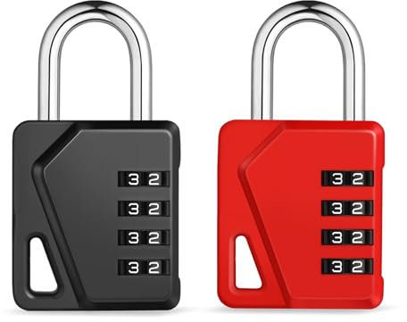 ZHEGE Lucchetto per Armadietto, Lucchetto Combinazione a 4 Cifre con Targhette Fai Da Te, Lucchetto con Combinazione, Lucchetto Armadietto Palestra per Cancello, Scuola, Garage (Nero e Rosso)