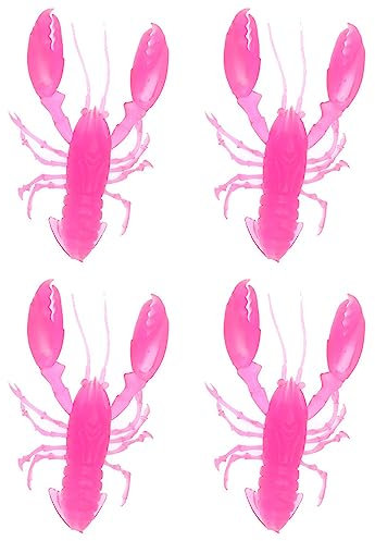 Krebs Gummiköder Set, 95mm Gummifische Langusten Angelköder Kunstköder Hummer Klaue Köder für Forelle Barsch Zander, 4er Pack Rosa