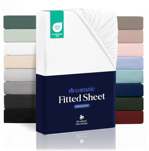 Dreamzie Sabanas 90x190 – Bonete 35 cm – Microfibra Suave – para Colchones Gruesos – Certificado Oeko-Tex – Blanco