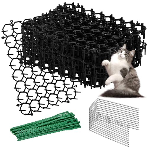 volumoon Pinchos Anti Gatos,12 Piezas Alfombrilla para Gatos con Pinchos,Anti Cat Spikes,Alfombrilla Repelente de Gatos,Red Disuasoria de Mascotas para Cables para Proteger Las Plantas