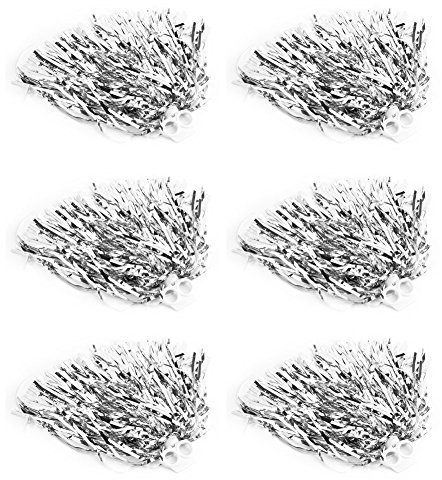 ANKROYU 6 Stück Cheerleader Pompons, PET Hand Pompons aus Heller Seide, Tanz Pompons, Generische Pompons Für Verschiedene Arten von Partys, Sport Und Tanz Usw(Silber)