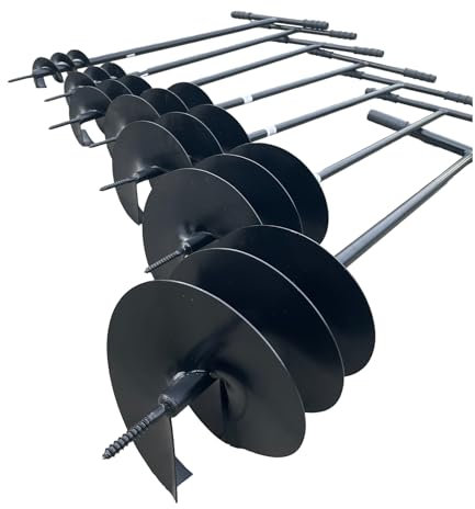 F & R Erdbohrer aus Stahl, Handerdbohrer zum Setzen von Erdlöchern, Handgriffe mit Gummi, Handbohrer für Erdarbeiten im Garten, Bau & Landschaftsbau, Lochspaten, Pfahlbohrer, Gartenbohrer, Ø 90 mm