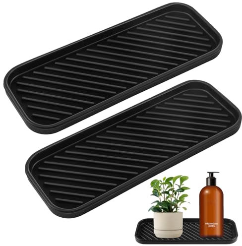 Smivyhp 2 Stück Silikon Spülbecken Organizer, Schwammhalter Küche, Silikon Abtropfmatte Spüle Schnelltrocknend Küche Spüle Schmal Organizer Silikonablage für Schwämme Bürsten Seife