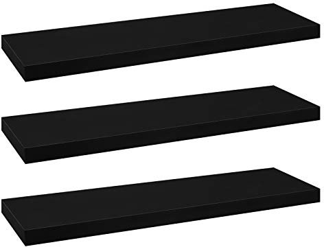 eSituro Wandregal, schwebendes schwarzes Regale für Wandmontage, 3er-Set Schweberegal Hängeregal Wandbrett im Wohnzimmer Schlafzimmer Küche Badezimmer, 60x3,8x22,9 cm