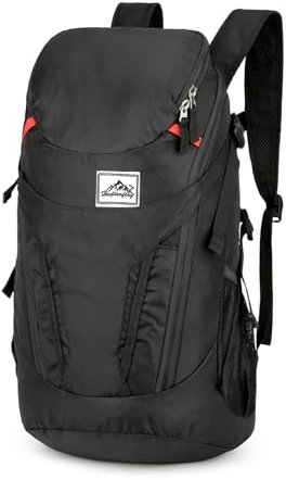 buffup Ultraleicht Faltbar Klein Rucksack: 20L Leicht Wanderrucksack Tagesrucksack Trekkingrucksack Outdoor Sportlich Backpack Travel Daypack für Herren Damen(Schwarz)