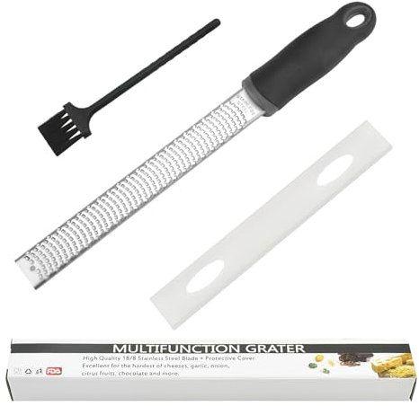 BRISKORE Premium Reibe Edelstahl, Scharf Parmesanreibe Käsereibe Ingwerreibe Knoblauchreibe Zitronenreibe Muskatnuss Reibe, Küchenreibe, Raspel Küche, Ingwer Reibe, Zestenreibe mit Bürste & Deckel
