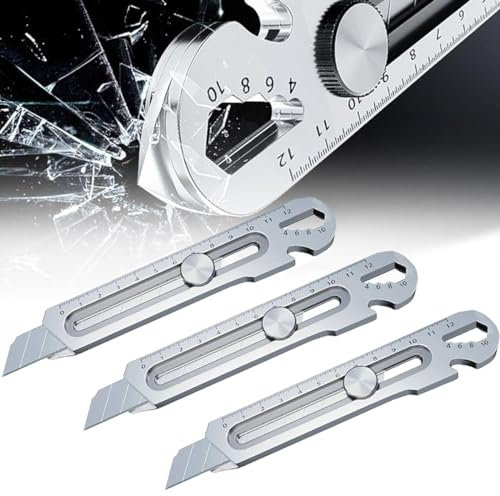 Schweres Mehrzweck Gebrauchsmesser, 2024 Edelstahl Universalmesser, Profi Cuttermesser, Multifunktionales Mehrzweck Teppichmesser Druckguss Cutter Messer (3PCS)