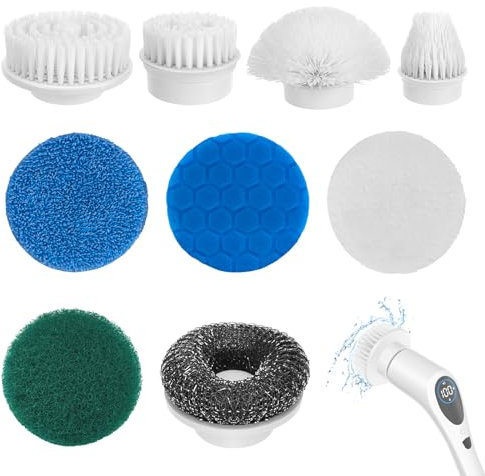 Maypott 9-in-1 Electric Spin Scrubber Replaceable Brush Heads Set, Universal for Vast Majority Brands, Spin Brush Heads for Shower, Kitchen or Floor Cleaning Tools(Electric Scrubber Is Not Included)