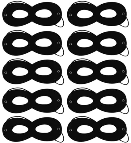 POFET 10 st svart filt ögonmasker superhjälte gangster maskerad mask svart filt ögonmasker passande för festklädd kostym Halloween maskerad tillbehör