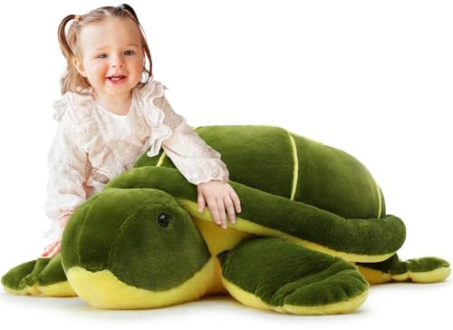 MorisMos 65cm lang riesen Schildkröte Kuscheltier XXL,Grün groß Schildkröte Plüschtier Stofftier,Geburtstag Geschenk Kinder Baby
