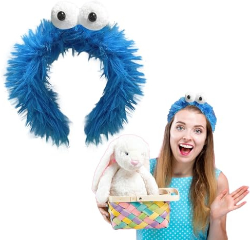 BOOSHMall krümelmonster Haarreif, Cookie Krümelmonster Haarreif mit Augen, Krümelmonster Stirnband, lustige haarreifen für Kinder Damen Karneval, Fasching Party Verkleidung Accessoires