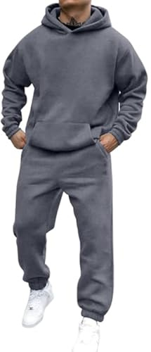 Battnot Jogginganzug Herren Trainingsanzug Sportanzug Herren Einfarbig Hoodie mit Kapuze Langarm Pullover Hausanzug 2-Teilig Kapuzenpullover Jogginghose Jogginganzug Set Klassisch Sportbekleidung