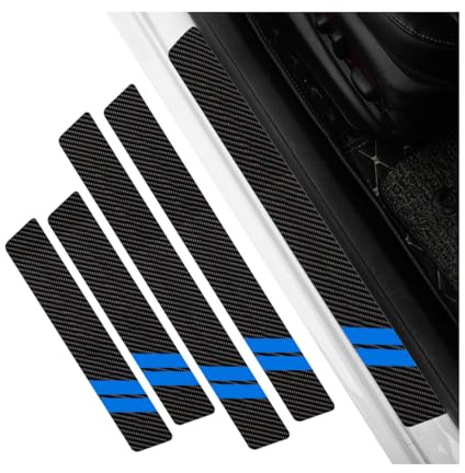 JNNJ 4 Piezas Protector Umbral Puerta De Coche, Decoración Para Estribos Coche, Autoadhesivo Tira Umbral Coche, Pegatinas Umbral Puerta Coches Protector, Accesorios Decorativos Automóviles(Azul)
