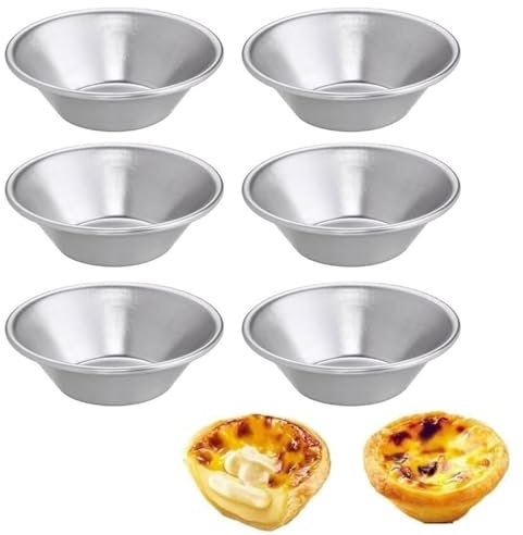 Yuiturt 6pcs Moule Pasteis de Nata 7 x 2 cm, Moule Tartelette Antiadhésifs, Moules Mini Tartelette Réutilisables, pour Muffins, Tartes aux Fruits, Quiches, Tartelettes et Puddings