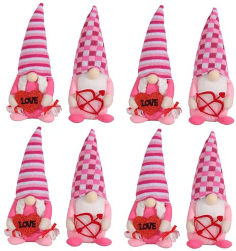 Amosfun 8pcs Stuffed Gnome Doll for Valentine's Day Ornament Adorable Gnome Decor for Home