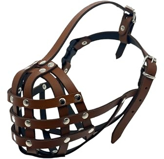 L&J Pets UK Leder-Maulkorb für Hunde – Leicht, Robust & Bequem – Perfekt für Boxer & andere Rassen (B2, Braun)