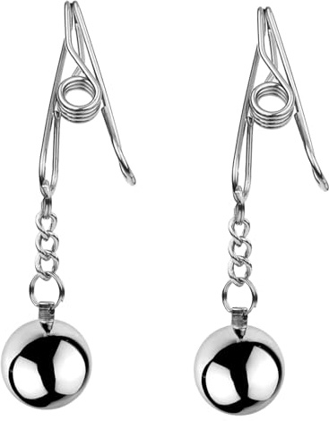 AMZII 2.0 SM Nippelklemmen Brustwarzen mit 2er Ballstretcher,BDSMs Spielzeug Hart,Einstellbare Nippel Sexspielzeug Frau,Nippel Klemmen Frauen Brust Clips BDSM Set,Sex Spielzeug für die Frau (B2)