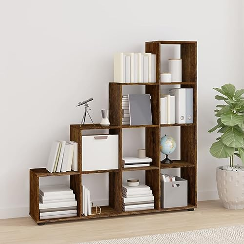 GCHDHAPB Home-Shelving,Bookcases & Standing Shelves,Staircase Bookcase Smoked Oak 142 cm Engineered Wood