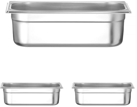 HENDI Contenitore Gastronorm, GN 1/3, resistenza termica -40 °C a 300 °C, compatibile con i forni a convezione, frigoriferi, bagno María, chafing dishes, 4L, 325x176x(H) 100mm, acciaio inox
