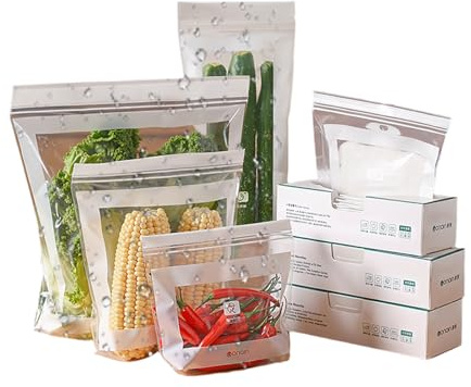 Sacs de Conservation Alimentaire,85X Sacs Sous Vide Réutilisables - Résistants au Micro-Ondes pour Fruits Viandes Repas Collation Préparation Marinade