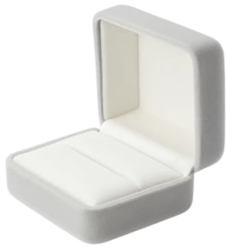 DELALO Samt Ringbox für Antrag & Hochzeit – Ringschatulle aus Samt, ideal für Verlobung, Heiratsantrag & Überraschung (Grau)