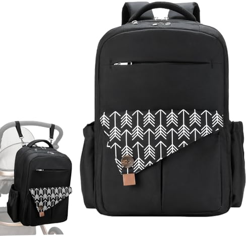 Sac à dos à langer pour femme | Sac à langer double couche pour poussette – Sac à dos Mommy haute capacité étanche pour l'extérieur, Noir , Siehe Beschreibung
