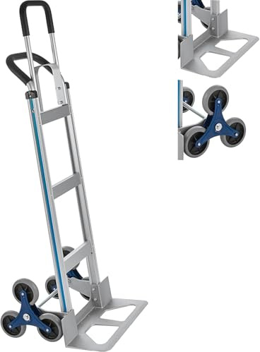 TOPDEEP Aluminium Sackkarre Treppensackkarre, 250 kg (550 lbs) Treppensteiger, 60 Zoll (152 cm) Transportkarren für Treppen Lagerhäuser Flughäfen Einkaufszentren
