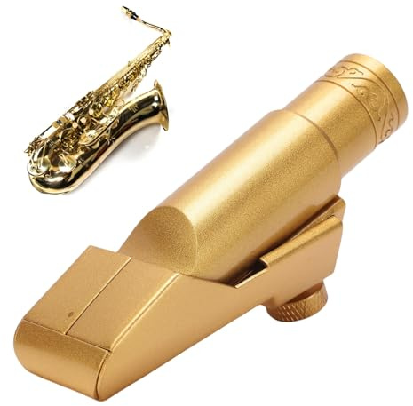 POENVFPO Boquilla de Saxofón Alto, Hecho de Latón, Proyección de Sonido Brillante con Clip, Adecuado para Profesionales, Principiantes (con Tapa de Metal, para Cualquier)