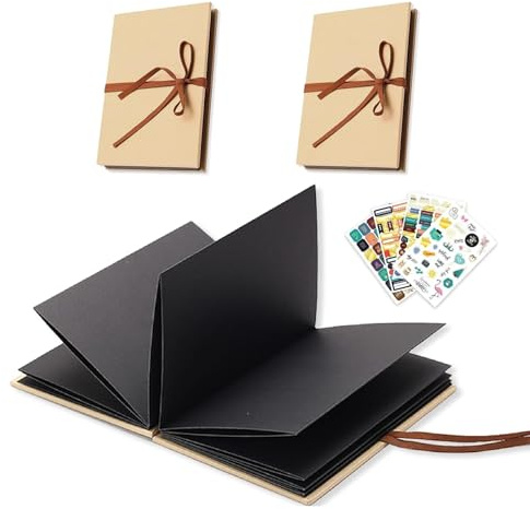 2 Album Foto da 5 Pollici Ricordi Fai Scrapbook Album Scrapbooking Perfetti Come Regali di Compleanno di Laurea Ou di Anniversario di Matrimonio (Nero, 11,5 x 18 cm, 34 Pagine)