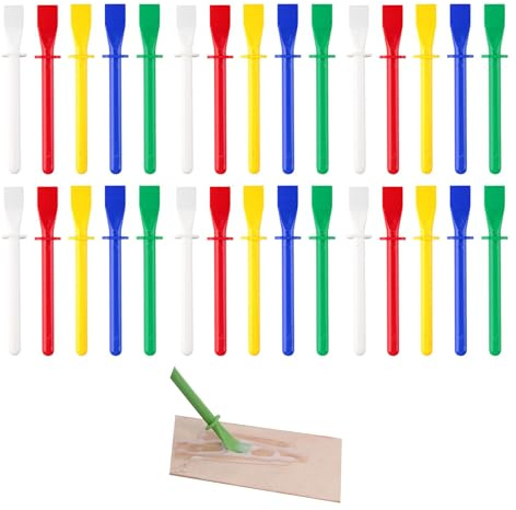 30 Pcs Glue Spreade Glue Applicator Tool Set 5 Colors Plastic PP Glue Brushes & Spreaders Smear Sticks for Paper Wood Crafts Woodworking DIY Projects Durable Easy-to-Clean Brushes & Spreaders