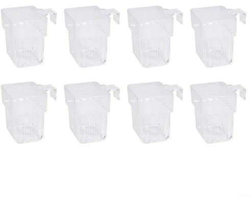 8 soportes transparentes para plantas de acuario, cesta colgante con gancho superior, maceta de plástico para cultivo acuapónico, juego de accesorios de jardín subacuático (A)