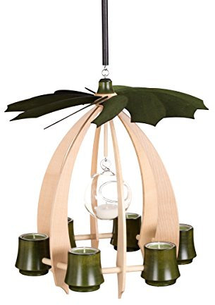 Rudolphs Schatzkiste Hängepyramide Ahorn Moosgrün NOVA BxHxT 33x36x33cm NEU Pyramide Schweben Hängen Holzpyramide Seiffen Erzgebirge Weihnachten Wärmespiel Teelicht Lichter Figur Holz Flügel Ke