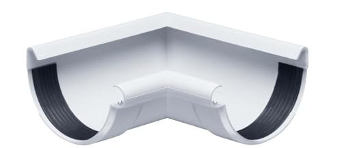 INEFA Rinnenwinkel 90 Grad halbrund Innenwinkel, PVC NW125 / 125mm Weiß Wulst innen, Verbindungsstück Dachrinnenzubehör, einfache Montage