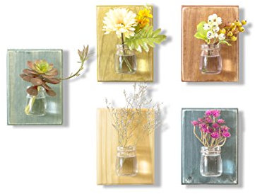 WOOD MEETS COLOR Moderne Wandvasen, Blumentopf Blumentopfhänger eine Reihe von fünf Boards (einschließlich Nägel und Seile, Keine Blume) (Blau)