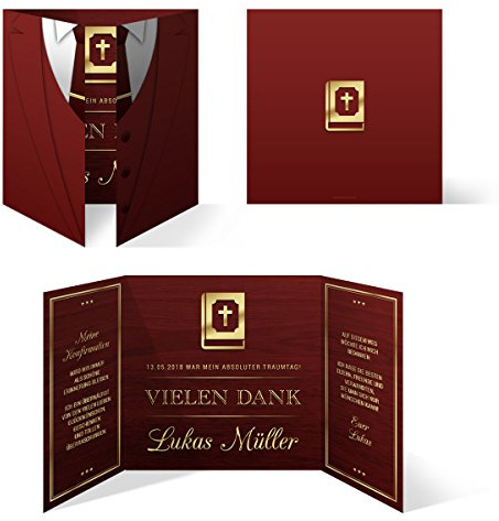 10 x Konfirmation Dankeskarten Danksagungskarten Danksagung Konfirmationskarten - Altarfalz Anzug