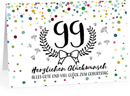XXL Geburtstagskarte (A4) | Schnaps-Zahl | mit Umschlag | Glückwunsch zum zum 99. Geburtstag | edle und hochwertige Klappkarte | Grußkarte | Maxikarte extra groß