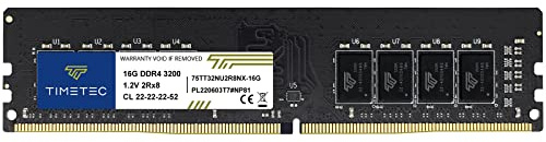 Timetec 16 GB DDR4 3200 MHz (PC4-3200AA) PC4-25600 UDIMM Desktop-RAM – Non-ECC Unbuffered, 288 Pin, 1,2 V, CL22 DIMM-Speichermodul