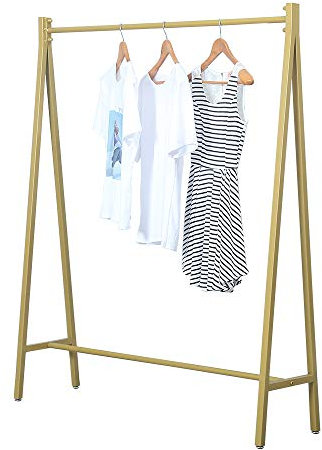 GWH Urban Iron Kleiderständer 150 cm, kommerzielle Kleiderständer zum Aufhängen von Kleidung, modernes Metall, strapazierfähig, tragbarer Einzelhandels-Kleiderständer Modern 59in gold