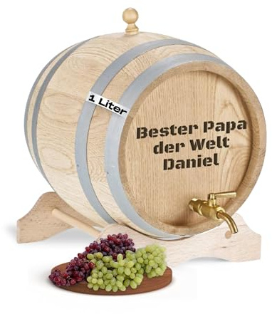 Personalisiertes Holzfass 1 L mit Zapfhahn - Eichenfass als Geschenkidee | Dekoration, Aufbewahrung, rustikal, Holz, Vintage, Geschenkidee, 1 L, Bar, Zuhause, ideal als Geschenk, Vatertagsgeschenk