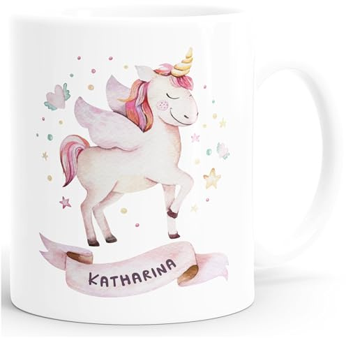 SpecialMe® personalisierte Kaffee-Tasse mit Namen und Einhorn Namenstasse persönliche Geschenke für Einhornfans Weiss Keramik-Tasse